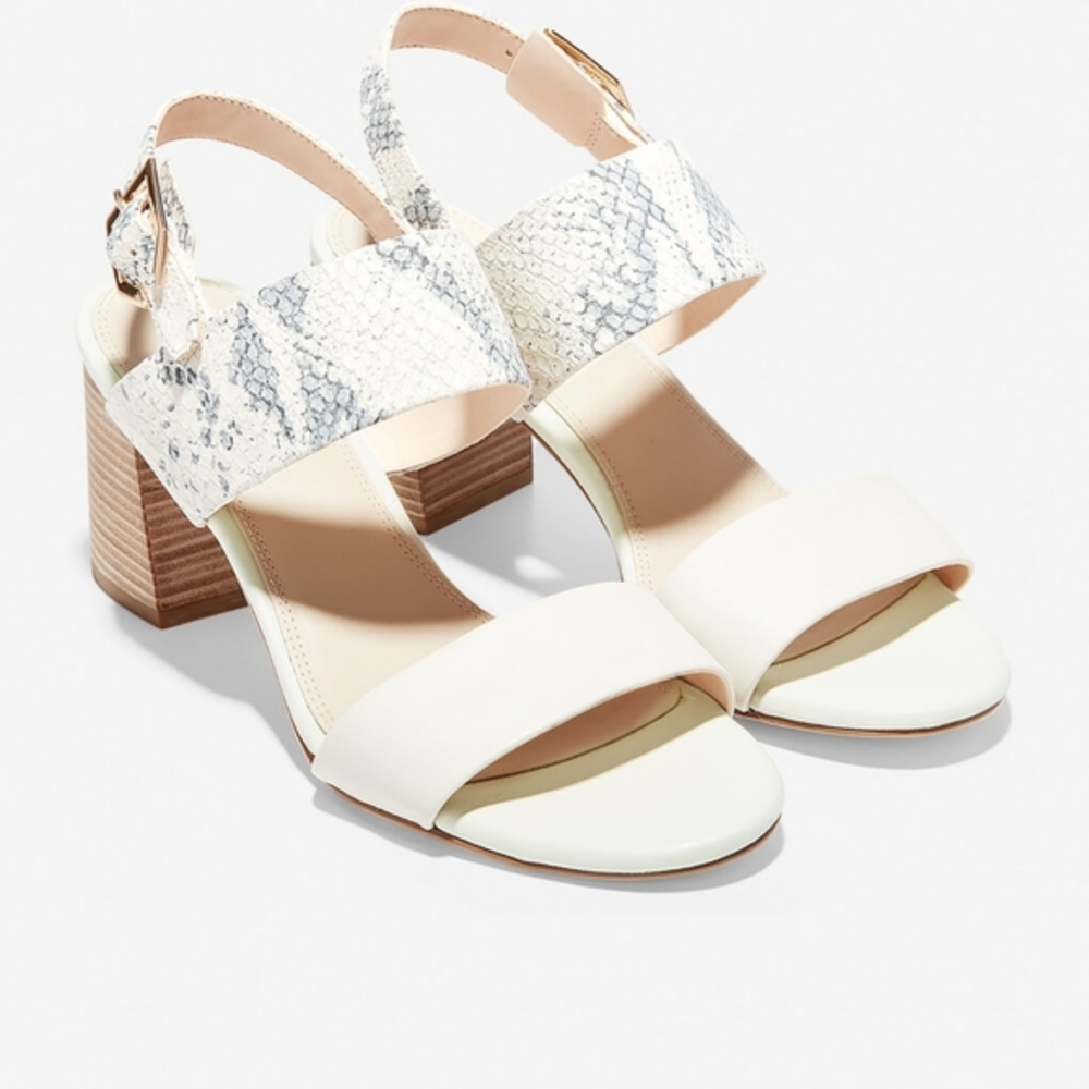 NWB Cole Haan Avani City Leather Snakeskin Sandal Ivory 10